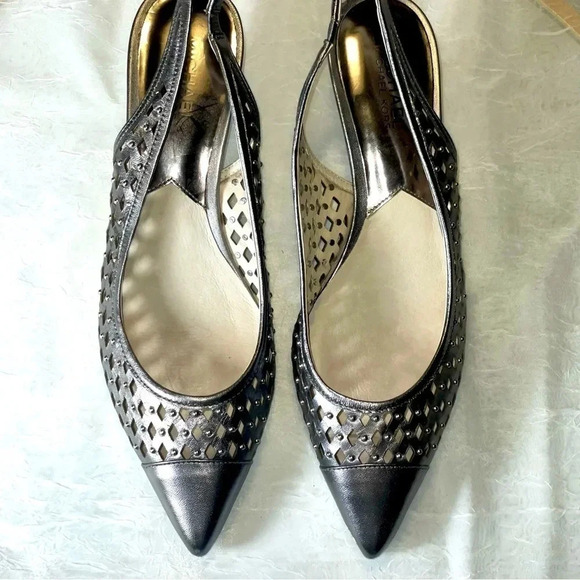 Michael Kors size 9. Silver studded sling backs 2” heels - Picture 1 of 7